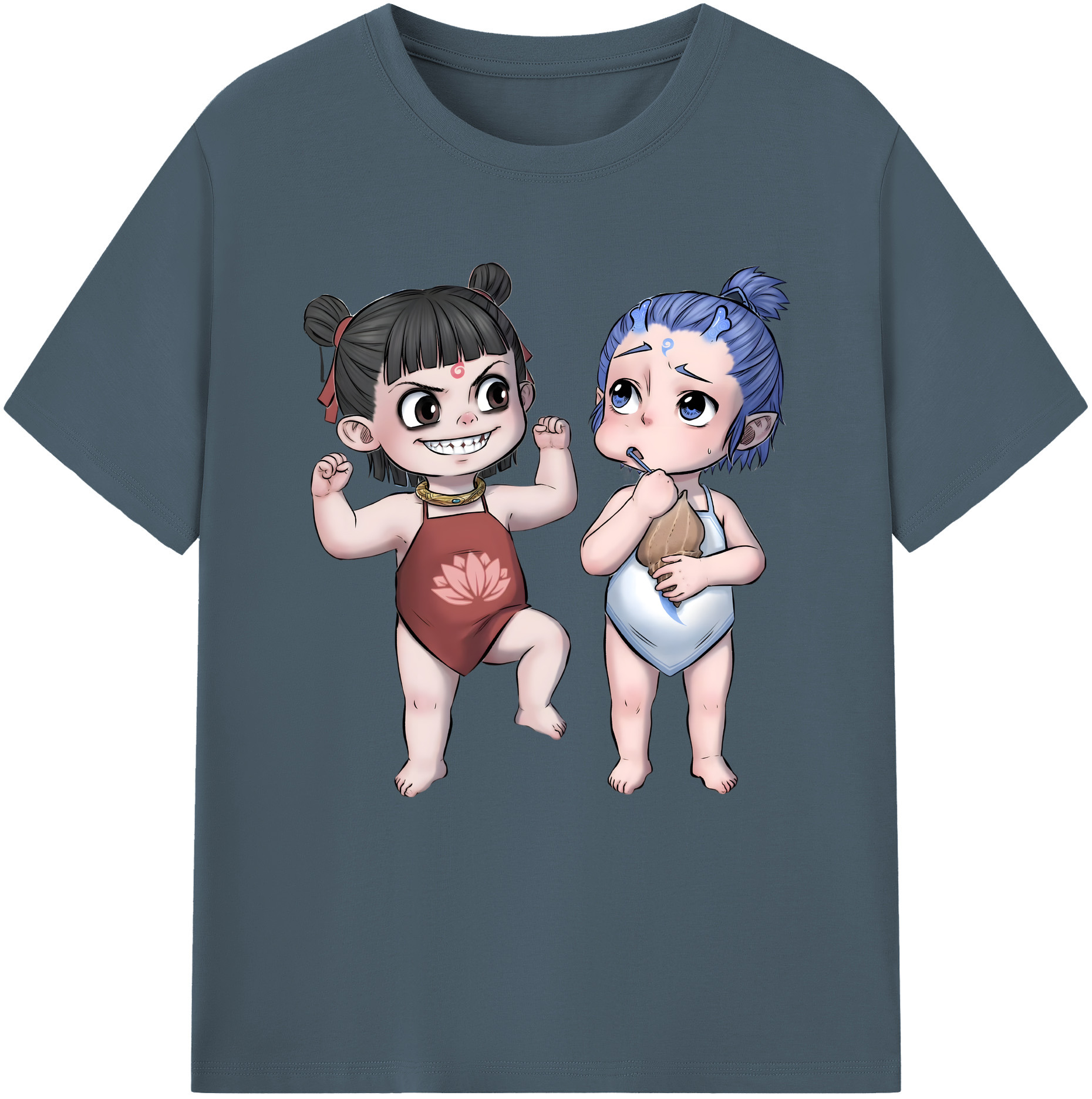 （画像用） Ne Zha 2 ナタ 魔童の大暴れ 綿100％半袖Tシャツ（フロントプリント）